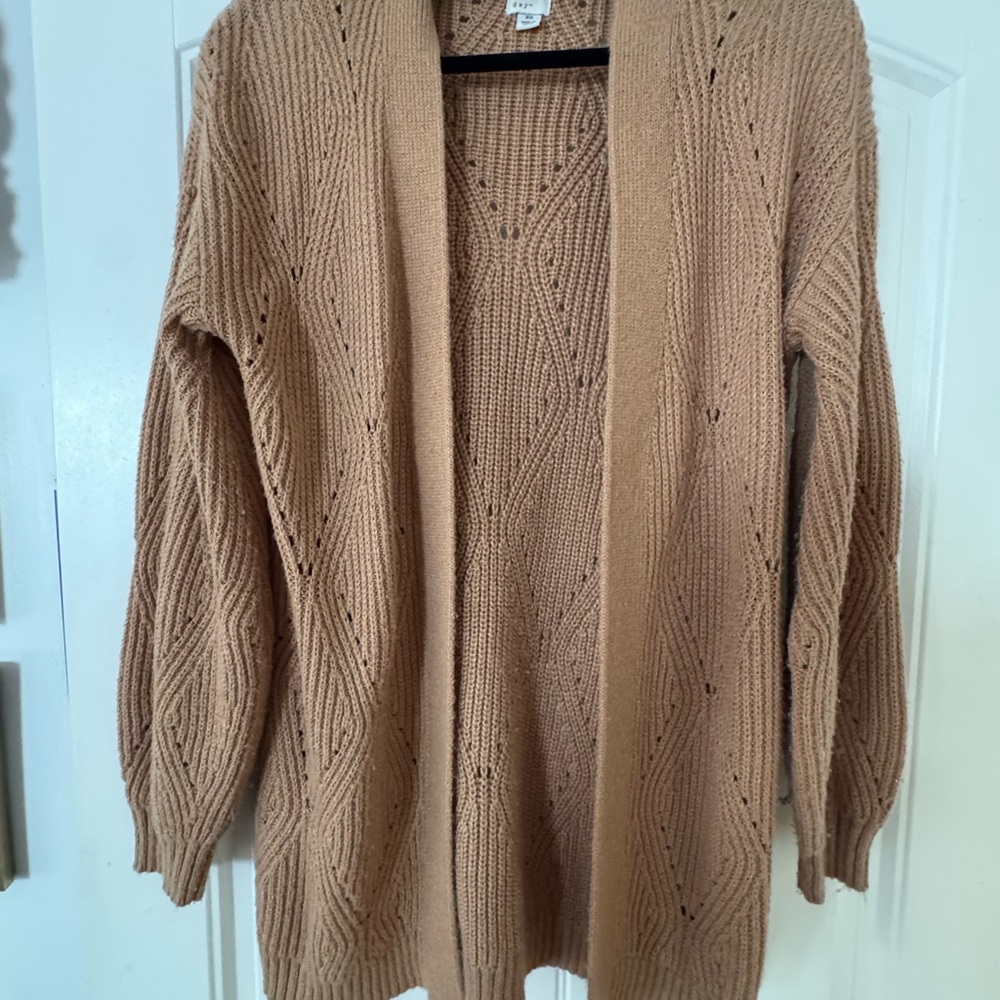 a new day Open-Front Cable Knit Cardigan - Camel